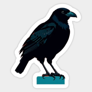 Cute Little Crow Standing on a Perch Sticker